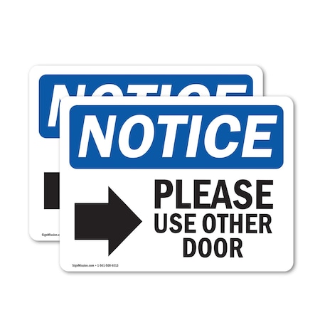 Signmission Please Use Other Door Sign With Symbol, 7 in W x Rectangle, Vinyl Decal OS-2PACK-NS-D-57-L-16363